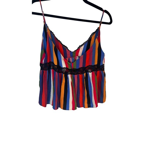 ZARA TRF Multicolor Striped Sleeveless Camisole With Black Lace Detail - Picture 7 of 15